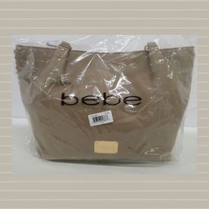 bebe "Colette" Taupe Tote with Chain Detail NWT